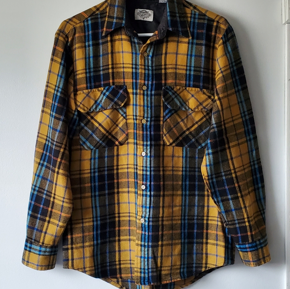 Mens Fieldmaster Orange Blue Flannel Size Medium